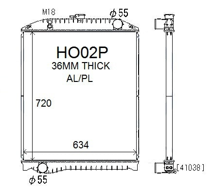 Radiator Hino Rainbow Bus Radiator (HO02P)