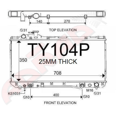 Toyota Rav 4J Radiator 1994 - 1998 (TY104P)
